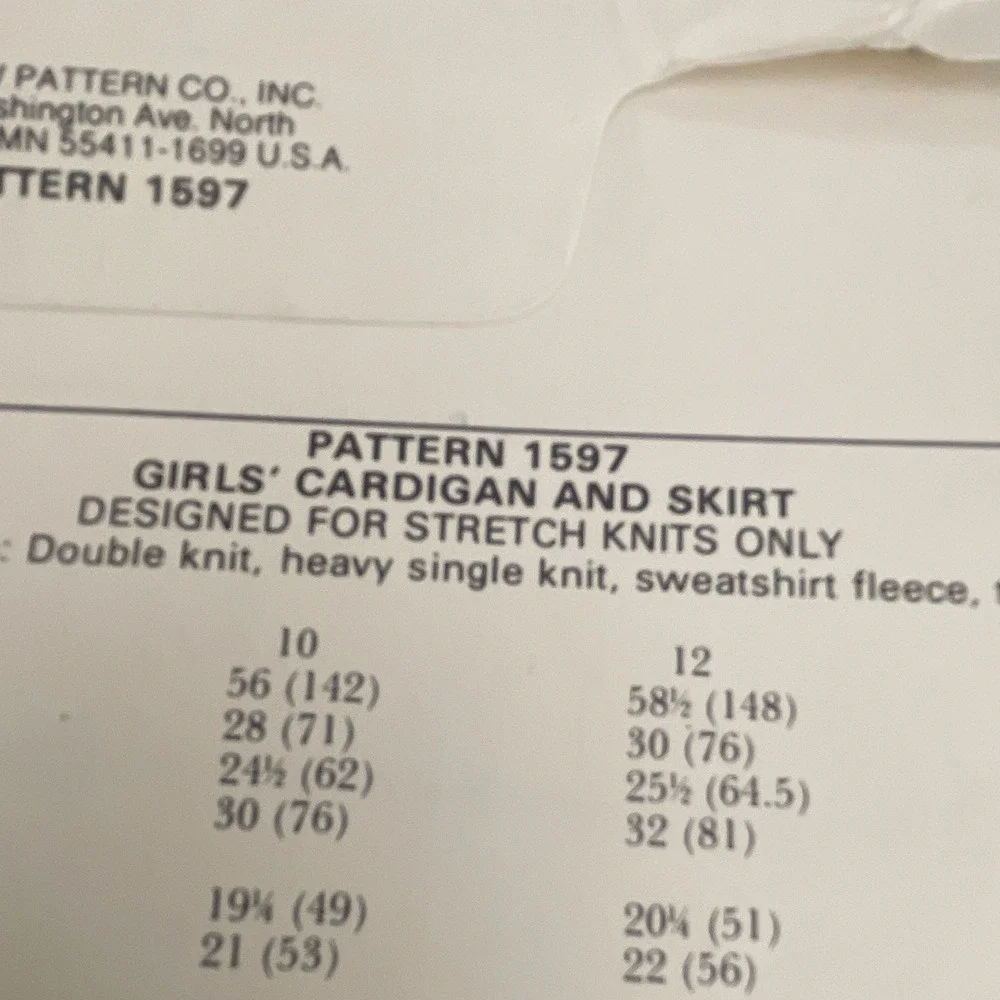 Kwik Sew 1597 Vintage Girls Cardigan Skirt‎ Sewing Pattern Size 8-14 Retro 1986